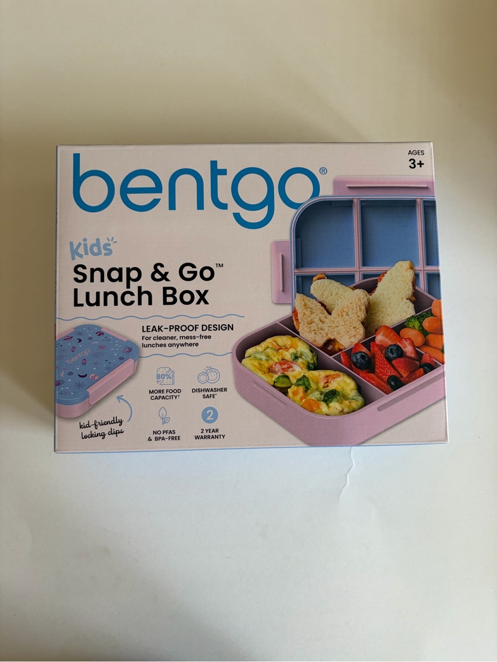 Bentgo Kids Snap & Go Lunch Box Pink Blue Leak-Proof BPA-Free 4.2 Cup Capacity